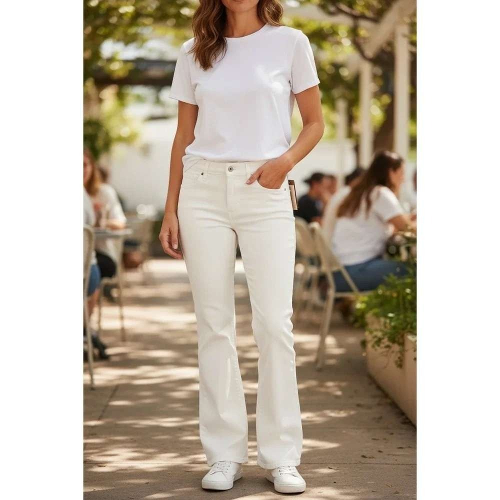 Jen7 by‎ 7 For All Mankind Off White Slim Bootcut Jeans Size 18 NWT